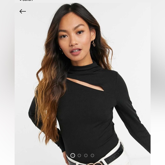 ASOS Tops - ASOS Moda Vera high neck long sleeve top with cut out detail in black
